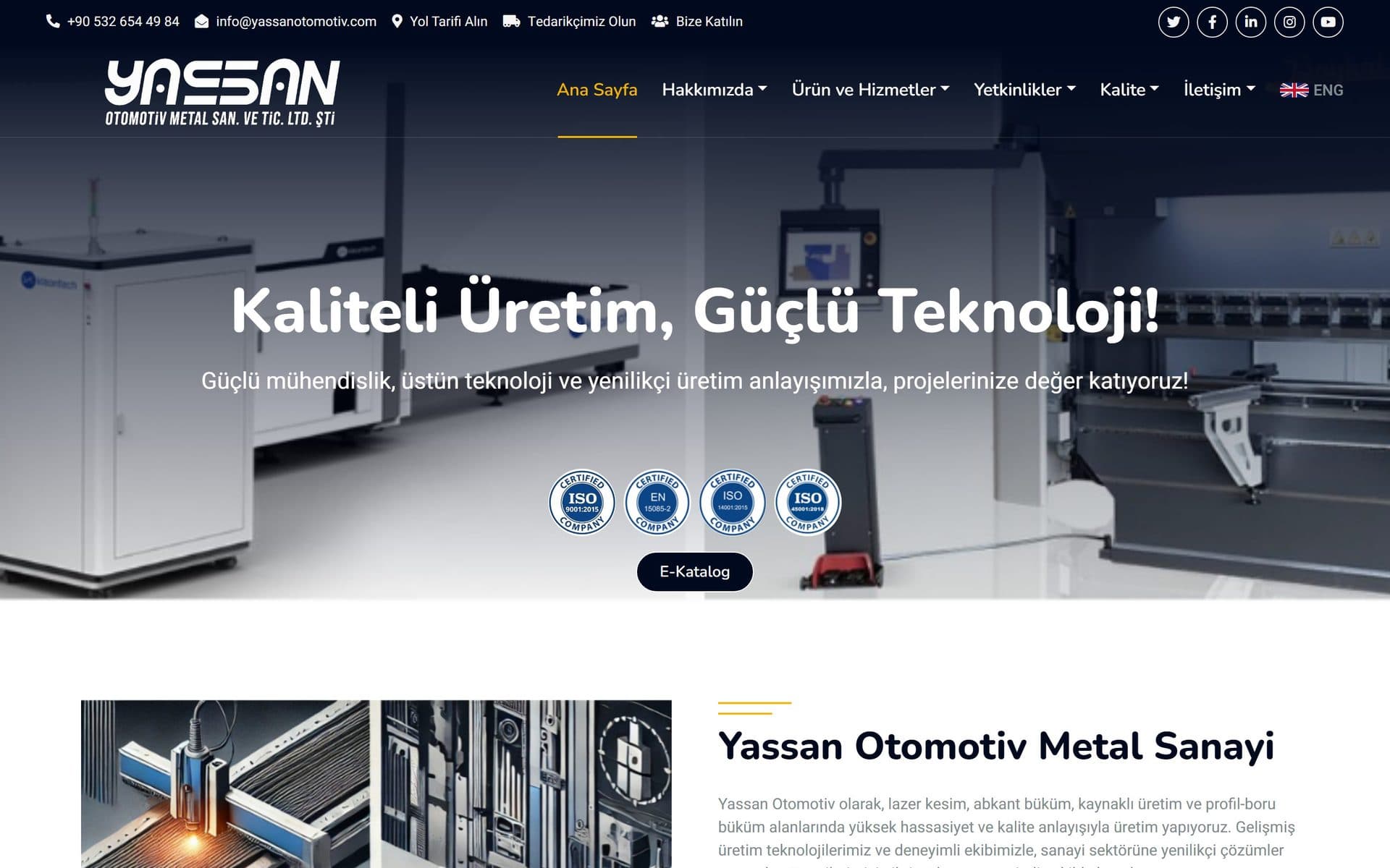 Yassan Otomotiv web sitesi