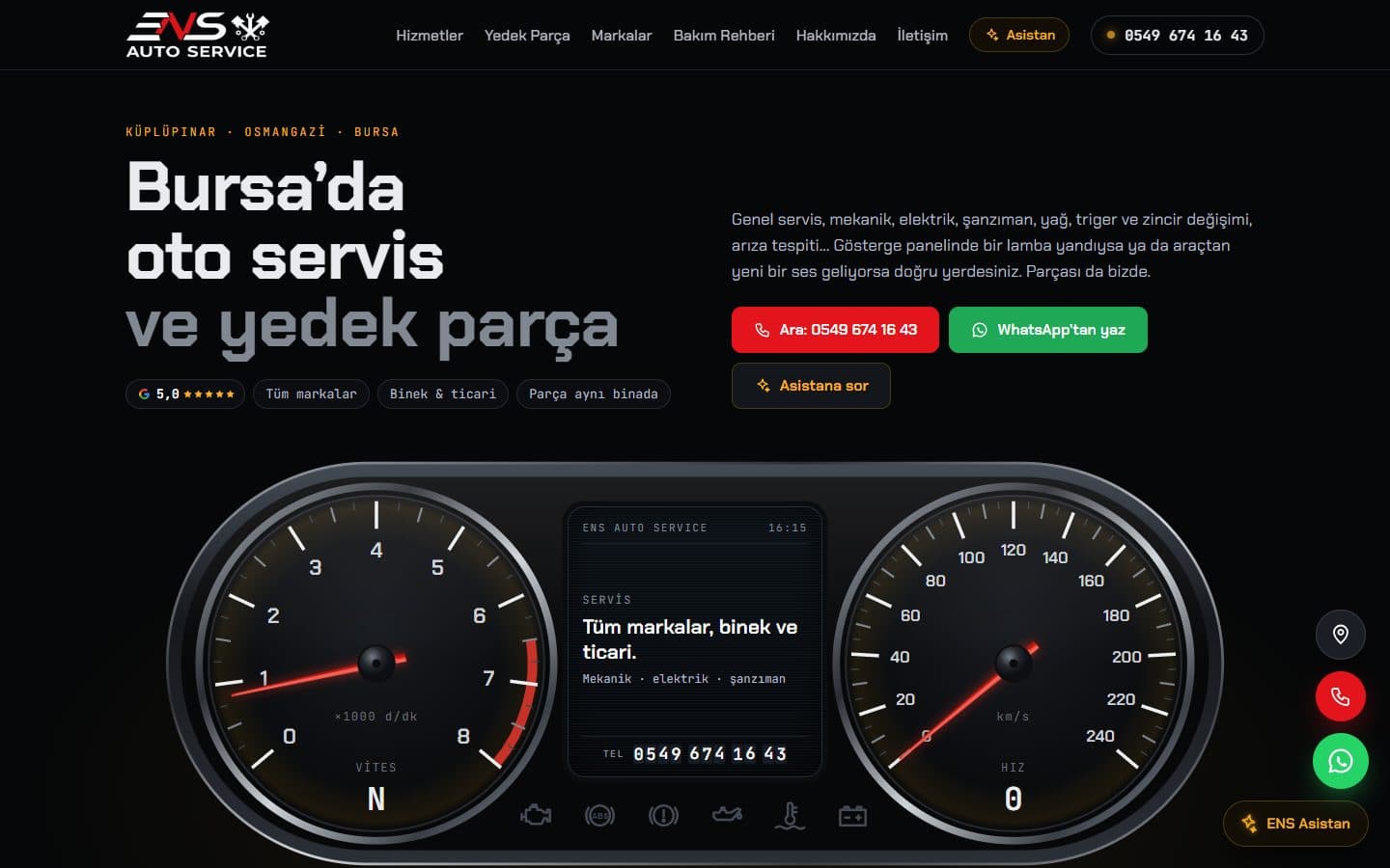 ENS Auto Service: Dijitext'in yaptığı oto servis sitesi